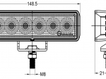 Lampa Robocza 6LED 18Wat, skupiona, prostokątna TT.13318S