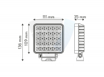 Lampa Robocza 30LED 30 Wat rozproszona, kwadratowa z włącznikiem TT.13308-W