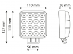 Lampa Robocza 16LED 48W kwadratowa, rozproszona - magnes TT.13208M