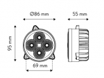 Lampa robocza LED, 40W, rozproszona, okrągła do zabudowy John Deere, New Holland, Challenger  TT.13502